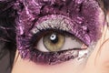 Beauty, cosmetics and makeup. Magic eyes look with bright creative make up. Macro shot of beautiful woman Royalty Free Stock Photo