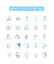 Beauty and cosmetics vector line icons set. Cosmetics, Beauty, Skincare, Makeup, Perfume, Fragrance, Hair illustration Royalty Free Stock Photo