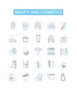 Beauty and cosmetics vector line icons set. Cosmetics, Beauty, Skincare, Makeup, Perfume, Fragrance, Hair illustration Royalty Free Stock Photo
