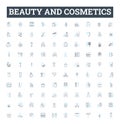 Beauty and cosmetics vector line icons set. Cosmetics, Beauty, Skincare, Makeup, Perfume, Fragrance, Hair illustration