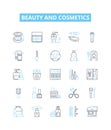 Beauty and cosmetics vector line icons set. Cosmetics, Beauty, Skincare, Makeup, Perfume, Fragrance, Hair illustration