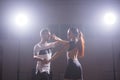 Beauty couple dancing social danse kizomba or bachata or semba or taraxia Royalty Free Stock Photo