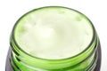 Beauty cream clem in a green jar on a white background. Royalty Free Stock Photo