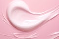 Beauty cream smear texture background. White cream, lotion, moisturizer, skin care cosmetic product smear on pastel pink