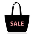 Sale shopping bag with pink letters. Super sales. Seasonal sale.