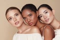 Beauty. Diversity Group Of Models Portrait. Multicultural Women With Nude Makeup And Smooth Perfect Skin. Royalty Free Stock Photo