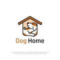 Beauty dog home logo design, puppy`s house cartoon logo inspiration