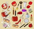 Beauty doodle icons Royalty Free Stock Photo