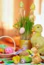 Beauty of easter hare with easter eggs