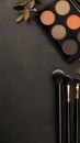 Beauty essentials Makeup brush and palette on a black background