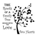 The Roots of a Family Tree begin with the Love of Two Hearts sticker print