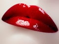 Beauty face closeup. lips. Beauty red lip makeup detail. Beautiful make-up close-up Royalty Free Stock Photo