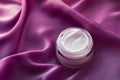 Beauty face cream moisturizer for sensitive skin, luxury spa cosmetic and natural clean skincare product on purple silk fabric