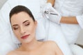 Beauty Face Skin Care. Woman Getting Oxygen Spray Treatment Royalty Free Stock Photo