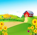 Beauty farm with landscape background Royalty Free Stock Photo