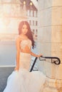 Beauty and fashion. beauty of young pretty bride in wedding dress in sunlight. Royalty Free Stock Photo