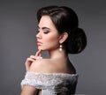 Beauty fashion bride makeup. Elegant fashionable woman portrait. Royalty Free Stock Photo