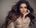 Beauty fashion brunette portrait. woman wears in stylish fu Royalty Free Stock Photo