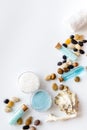 Beauty and fashion concept with spa set and seashells Royalty Free Stock Photo