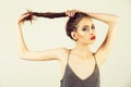 Beauty and fashion, makeup and cosmetics, youth and sexuality, hairdresser Royalty Free Stock Photo