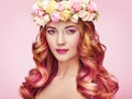 Beauty fashion model girl with colorful dyed hair Royalty Free Stock Photo