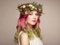 Beauty fashion model girl with colorful dyed hair Royalty Free Stock Photo