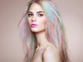 Beauty fashion model girl with colorful dyed hair Royalty Free Stock Photo