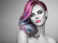 Beauty fashion model girl with colorful dyed hair