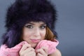 Beauty Fashion Model Girl in a Fur Hat. Beautiful Stylish Woman Royalty Free Stock Photo