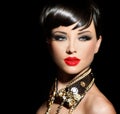 Beauty fashion model girl with short hair Royalty Free Stock Photo