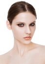 Beauty fashion model with smokey eyes makeup Royalty Free Stock Photo