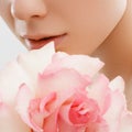 Beauty Fashion Portrait. Beautiful Woman with Makeup and Flowers. Inspiration of spring and summer. Perfume, cosmetics concept. Royalty Free Stock Photo