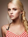 Beauty fashion portrait.blond girl Royalty Free Stock Photo