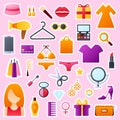 Beauty and fashion vector stickers for women. Royalty Free Stock Photo