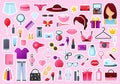 Beauty and fashion vector stickers for women. Royalty Free Stock Photo