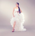 Beauty fashion young model bride in wedding white dress Royalty Free Stock Photo