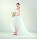 Beauty fashion young model bride in wedding white dress Royalty Free Stock Photo