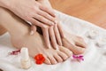 Serene Spa Experience: Pampering Pedicure and Manicure with Floral Bliss Royalty Free Stock Photo