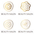 Beauty feminine rose logo, sign, symbol for beauty salon, fashion salon, spa salon, flower shop. Flat modern style
