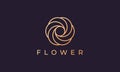 Beauty and feminine simple flower logo in gold with luxury line art style