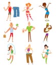 Beauty fitness people weight loss vector cartoon