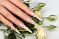 Beauty Floral design nails. Royalty Free Stock Photo