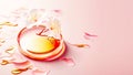 Beauty flowers with blooming cherry blossom on pink gradient background with copy space Royalty Free Stock Photo