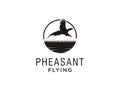 Beauty Flying Pheasant Silhouette Logo design. Usable for Business and Branding Logos. Flat Vector Logo Design Template Element