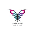 Beauty flying women butterfly logo vector