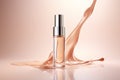 beauty foundation on beige background