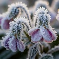 Beauty of the frost adorned blossoms emphasizing the contrast between Royalty Free Stock Photo