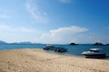 Beauty full beach and the three speed boat