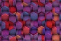 Soft 3d relief with colorist shadows over bright hexagons. Royalty Free Stock Photo