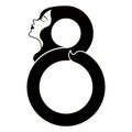 Girl avatar with number eight. Happy women day